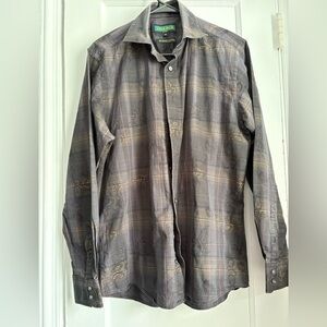 Inserch Icon Jacquard Cotton Button Up Long Sleeves Shirt Size: Medium